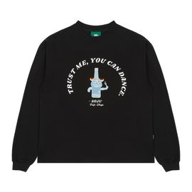 [Tripshop] BLUE SOJU L/SLEEVE TEE-Unisex Street Loose Fit Sweatshirt to Man Lettering Graphic - Made in Korea